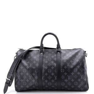Louis Vuitton 45 Keepall Bandouliere Bag Monogram Eclipse Canvas